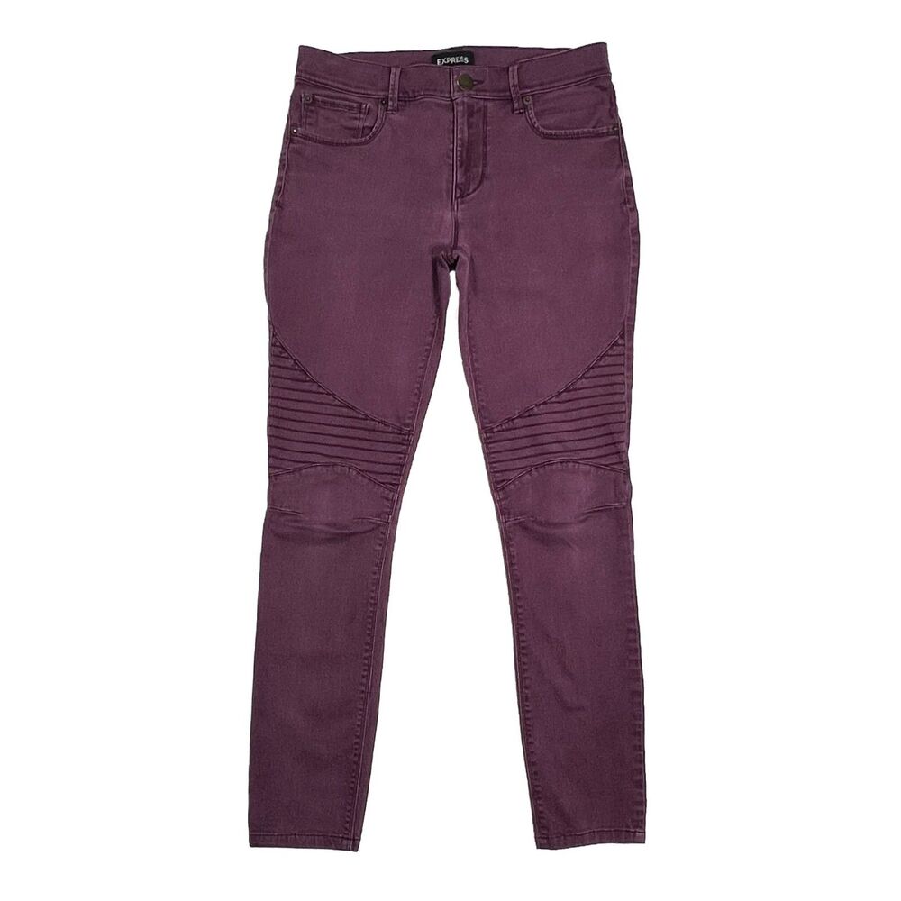 Express Mid-Rise Legging Moto Pant Maroon Burgundy Jegging Size 4